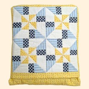 “Ready For Bed” Quilt Blanket Rectangle Homemade Year 2002 VTG 72” x 39” Cabin